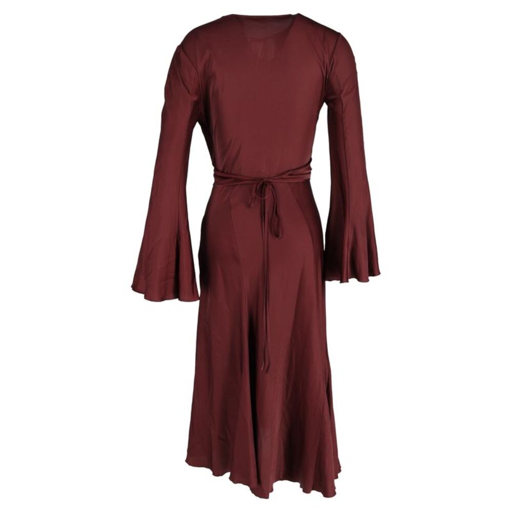 Acne Studios Long Sleeve Dress In Burgundy Satin View 3